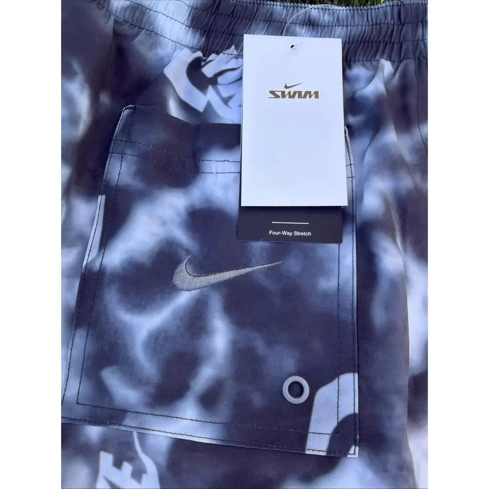 Nike Tie-Dye Mens Swim Shorts Trunks 7” Size Large New Black Grey White NEW!